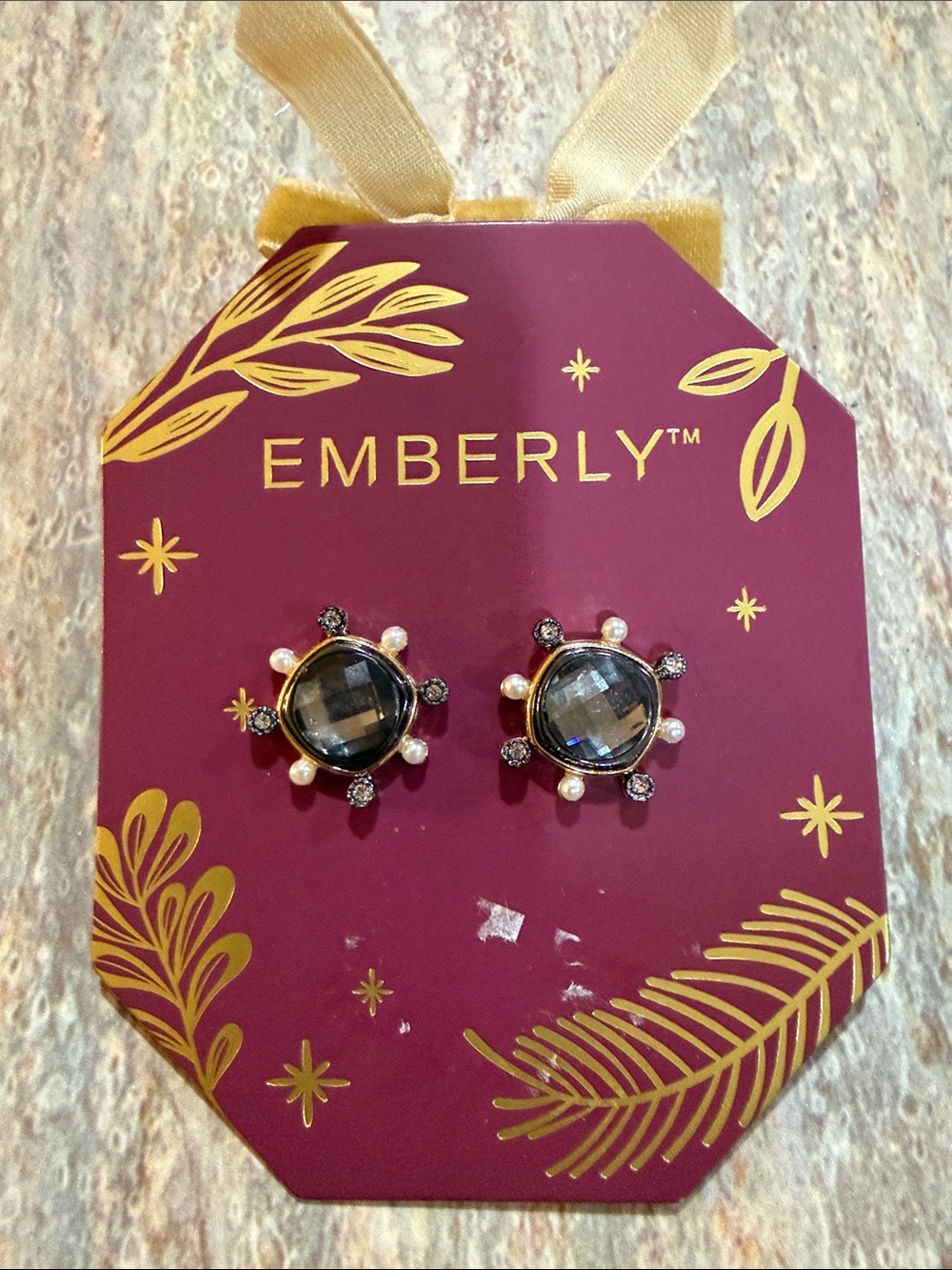 Smoky Crystal & Pearl Stud Earrings